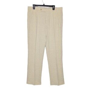 Tommy Bahama Mens Sz 36 Tan Pin Stripe Linden Beach Club Linen Cotton Silk Pants